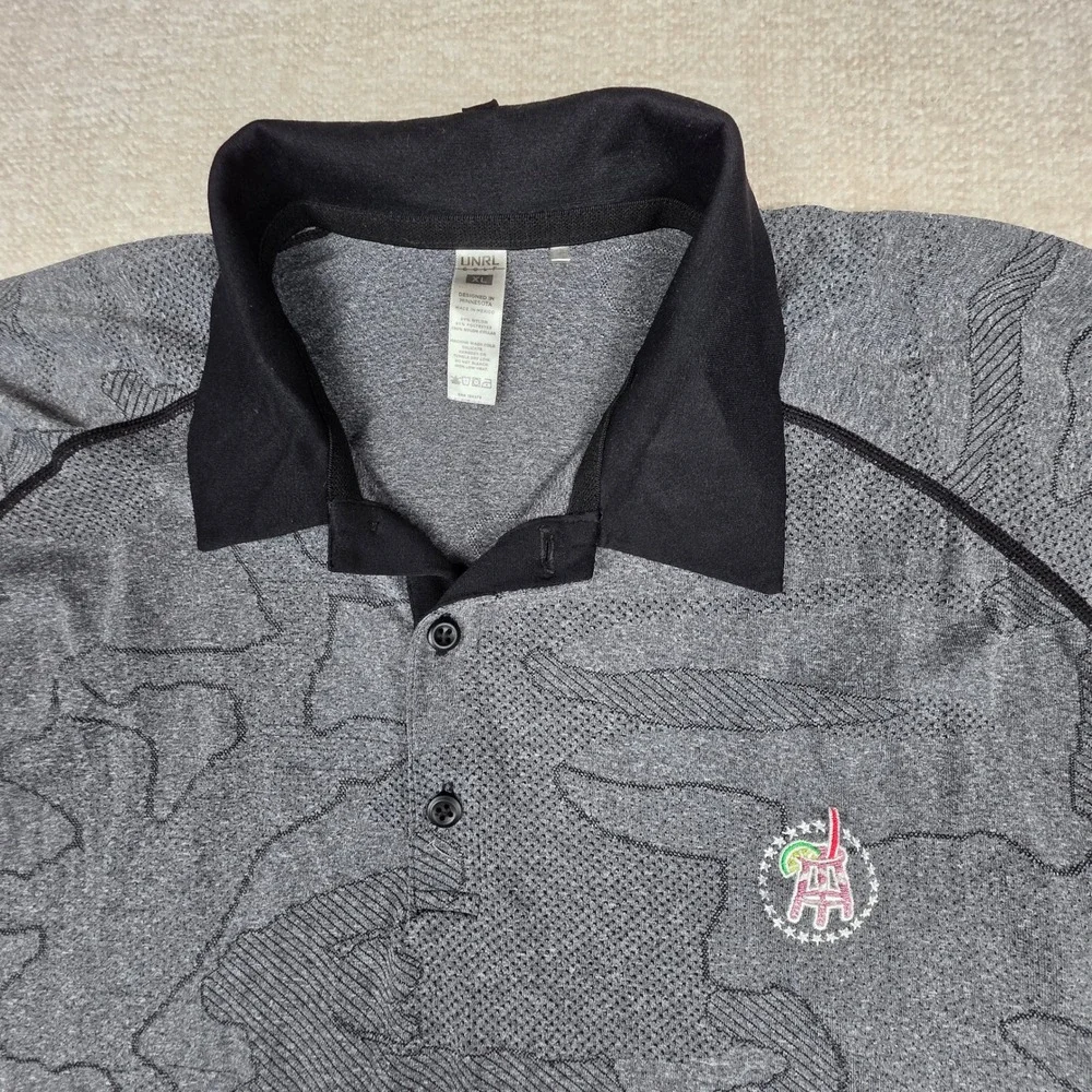UNRL Golf Barstool Sports Polo Shirt Mens XL Grey Camo Performance Golf Top - Picture 2 of 10